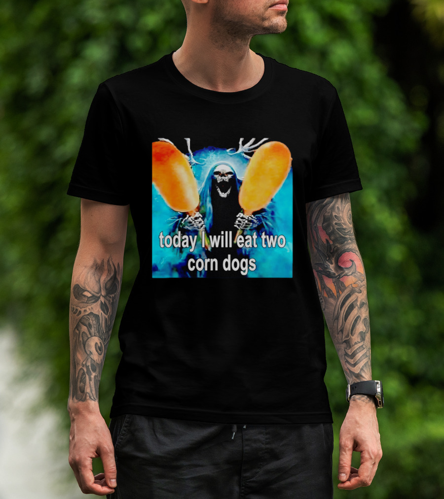 Grim Reaper Eating Two Corn Dogs Paranormal Humor Today I Will Eat T-Shirt