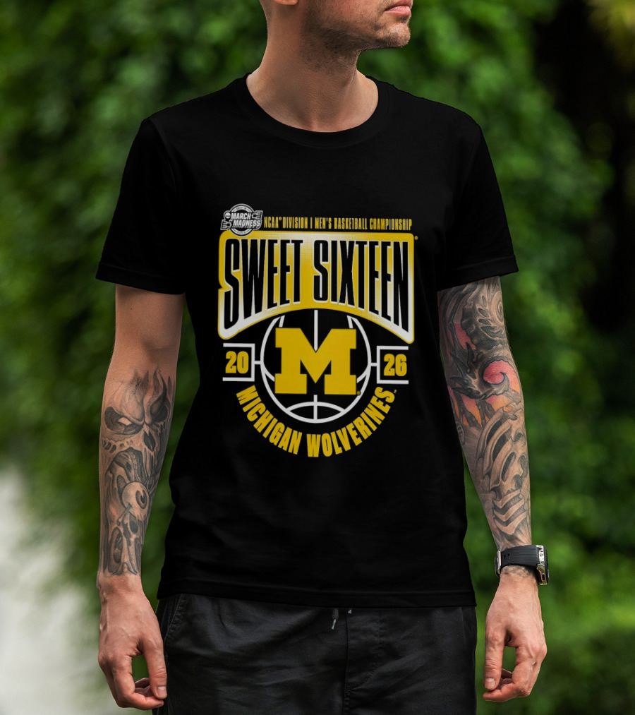 NCAA Men's Basketball Championship Sweet Sixteen 2026 Michigan Wolverines T-Shirt