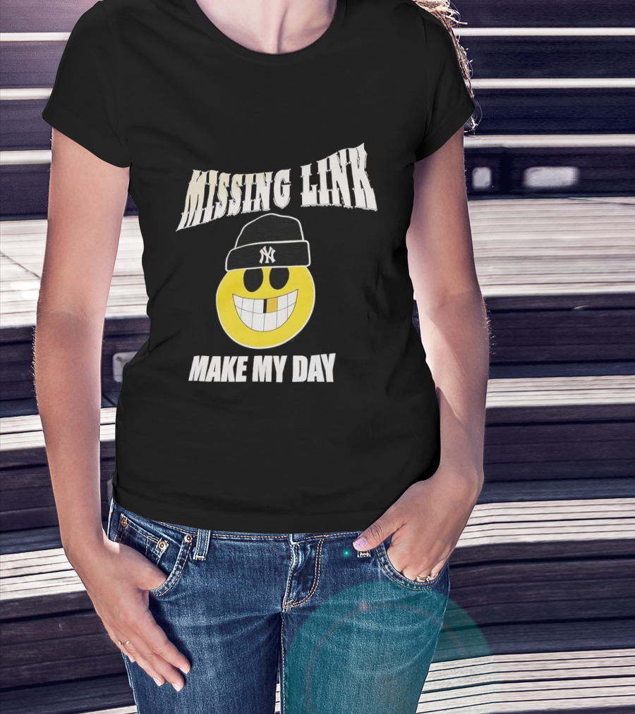 New York Yankees Missing Link Make My Day Smiley Face T-Shirt