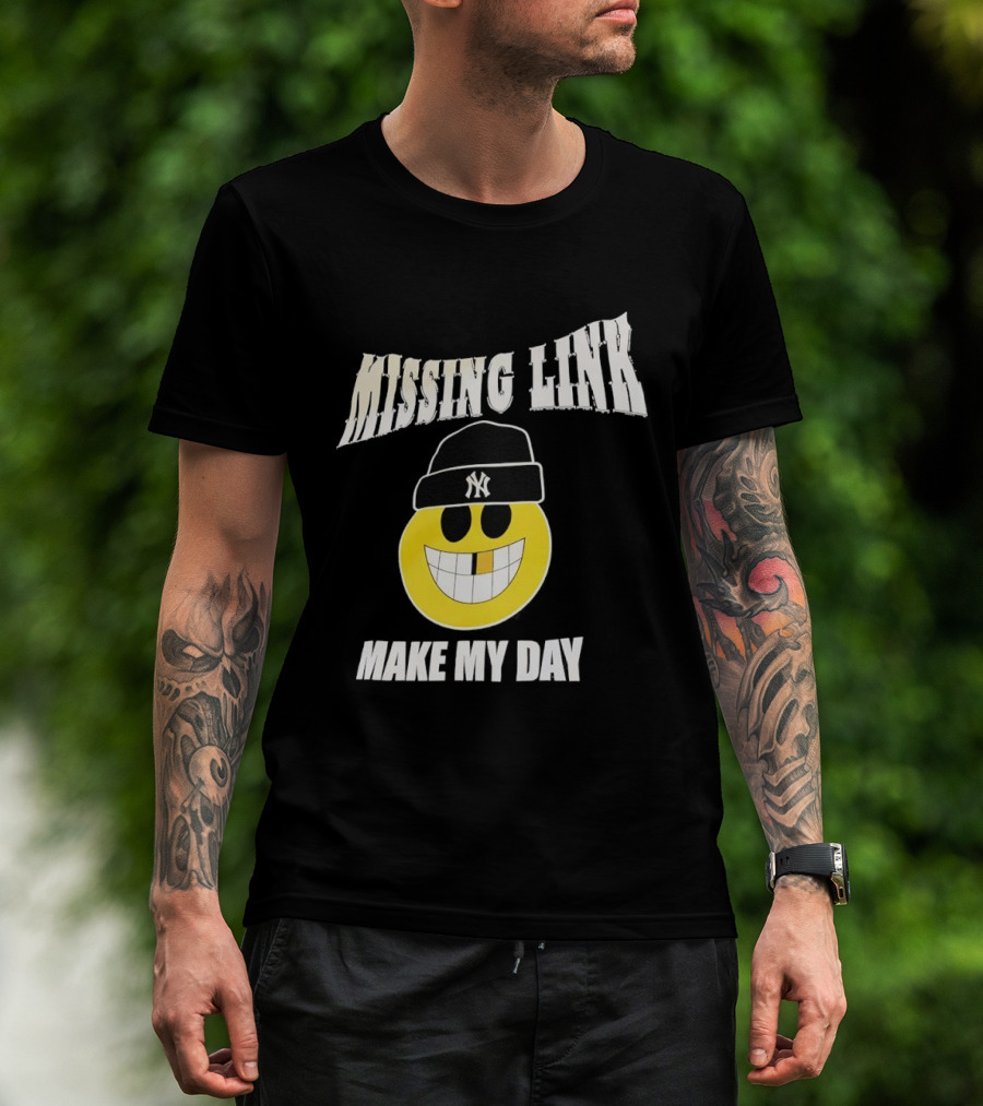 New York Yankees Missing Link Make My Day Smiley Face T-Shirt