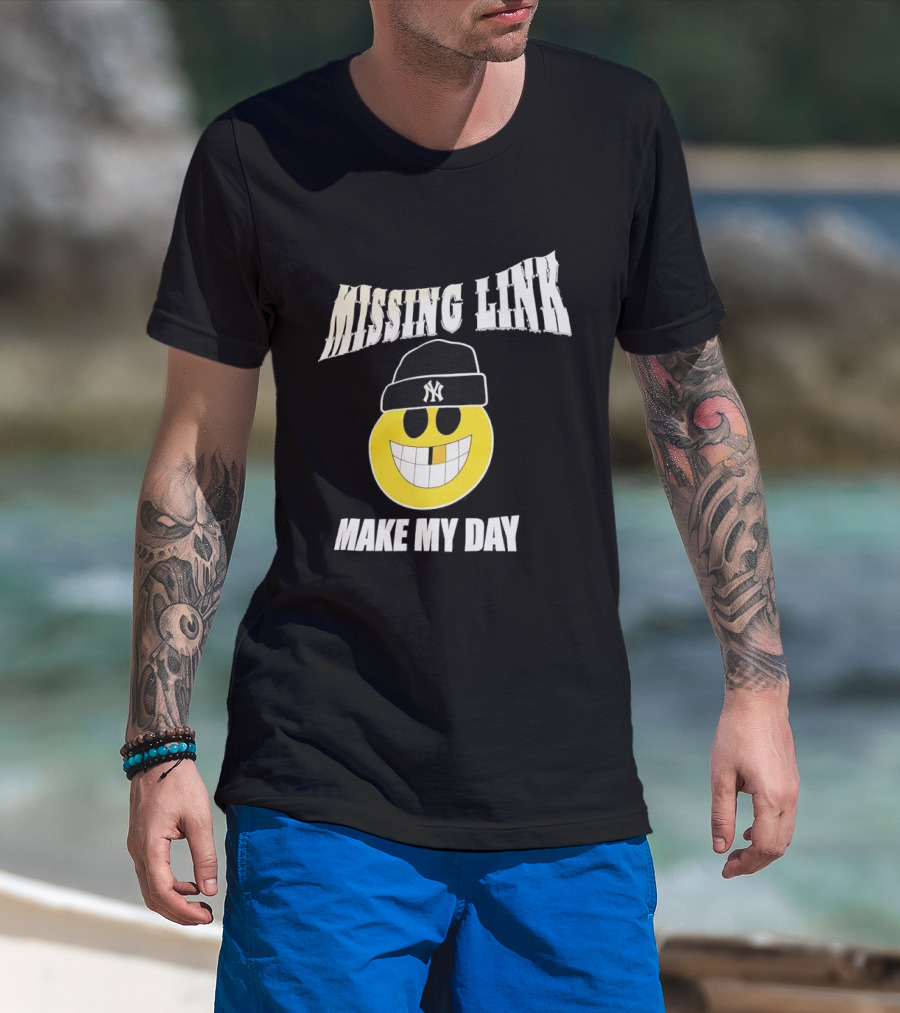 New York Yankees Missing Link Make My Day Smiley Face T-Shirt