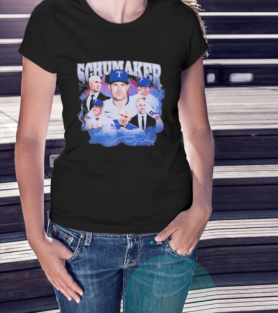 Rangers Schumaker Montage Baseball T-Shirt