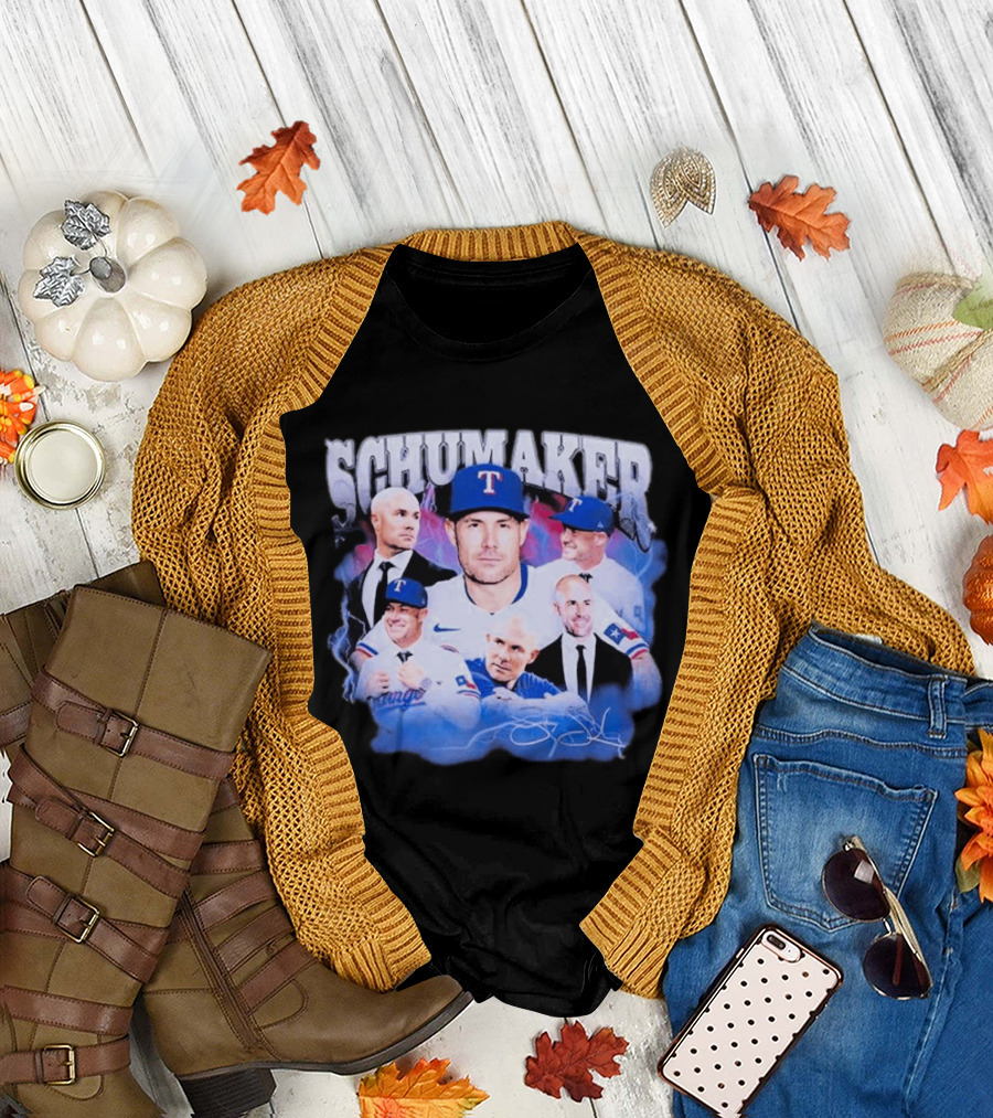Rangers Schumaker Montage Baseball T-Shirt