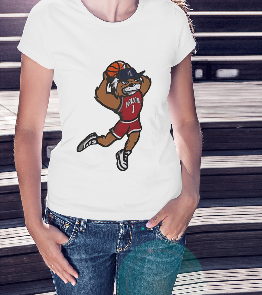 Arizona Wildcats Basketball Mascot Slam Dunk Action T-Shirt