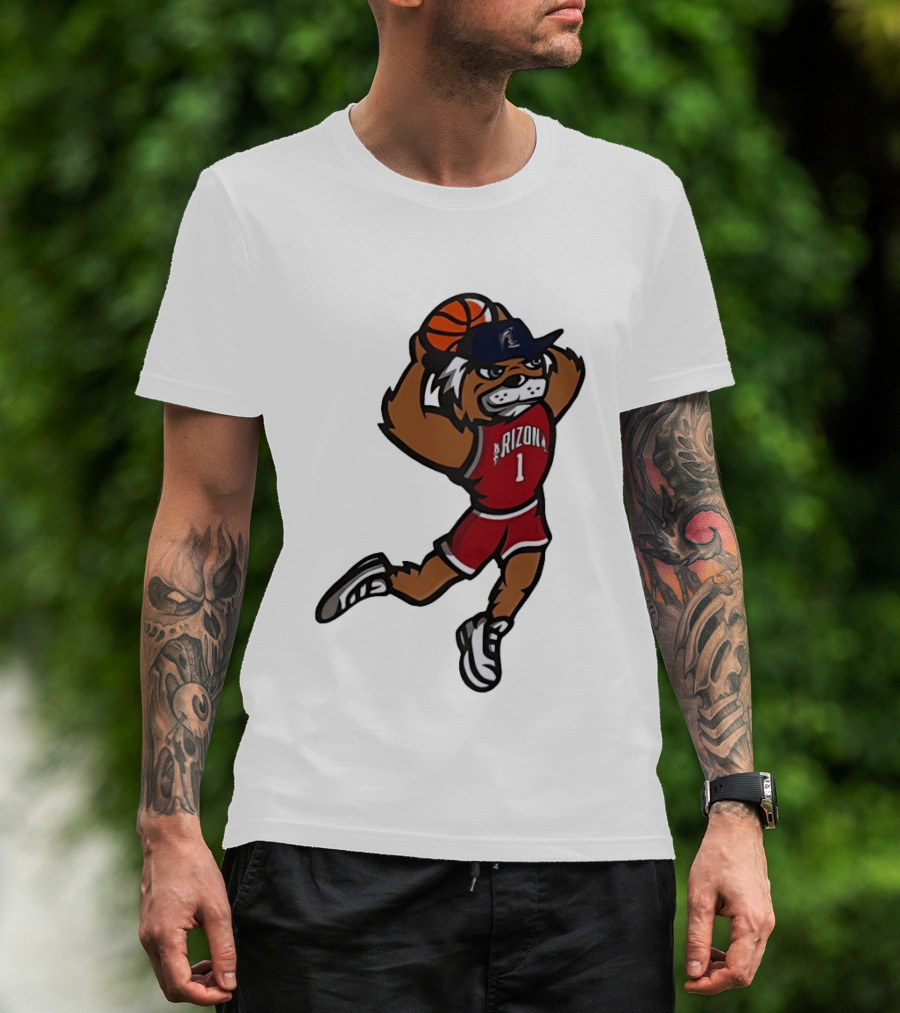 Arizona Wildcats Basketball Mascot Slam Dunk Action T-Shirt