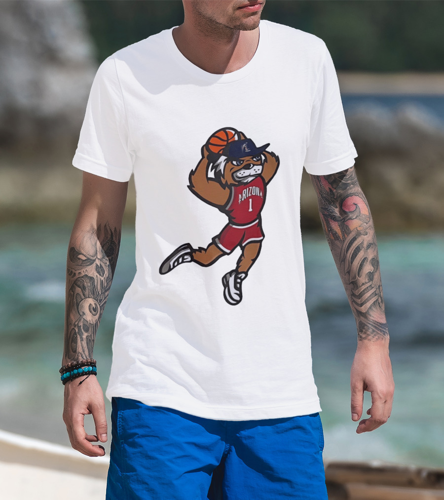 Arizona Wildcats Basketball Mascot Slam Dunk Action T-Shirt