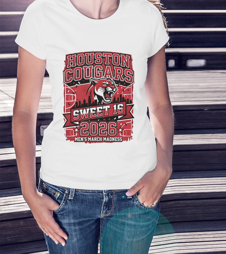 Houston Cougars 2026 NCAA Sweet 16 March Madness City Skyline T-Shirt