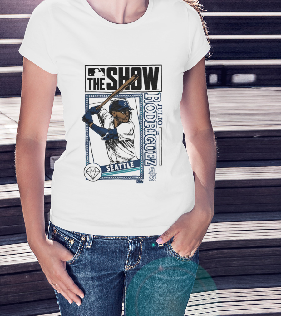 MLB The Show Julio Rodriguez Seattle Mariners Caricature 44 T-Shirt