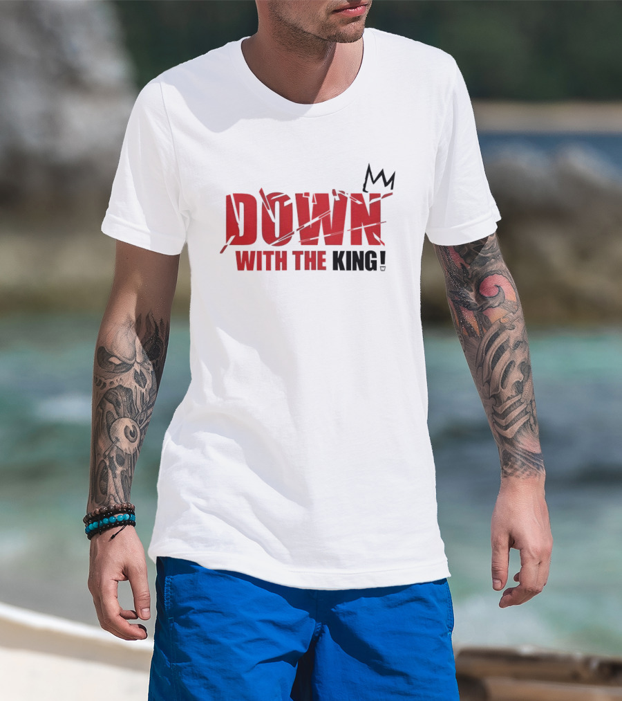 Down With The King Bold Red Text And Stylized Crown T-Shirt