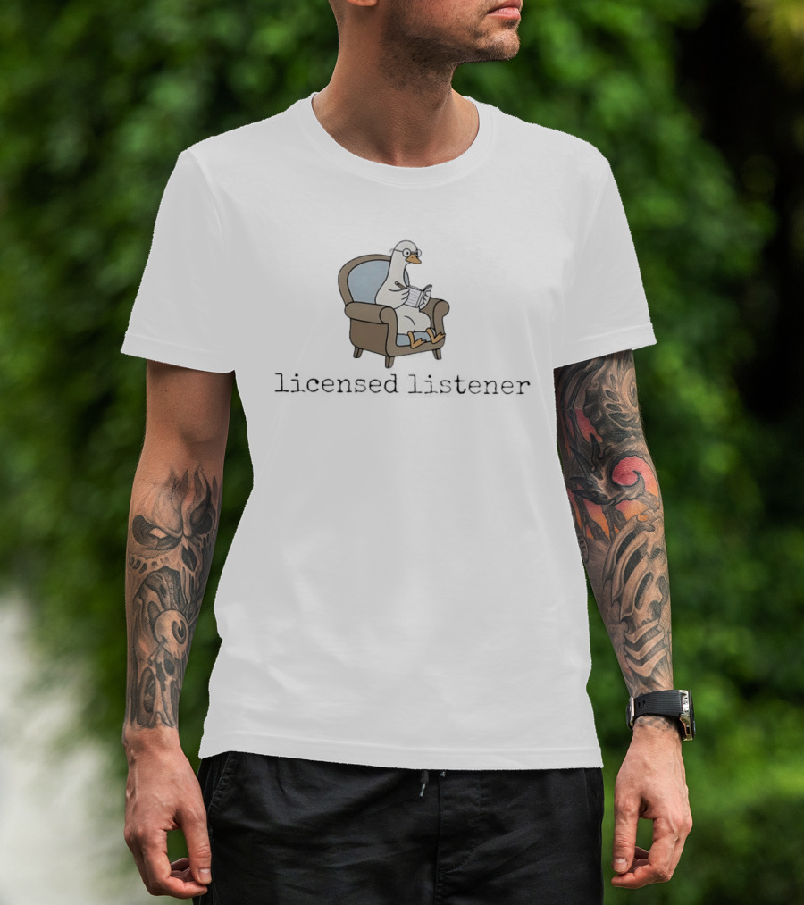 Goose Reading Book On Sofa Licensed Listener T-Shirt