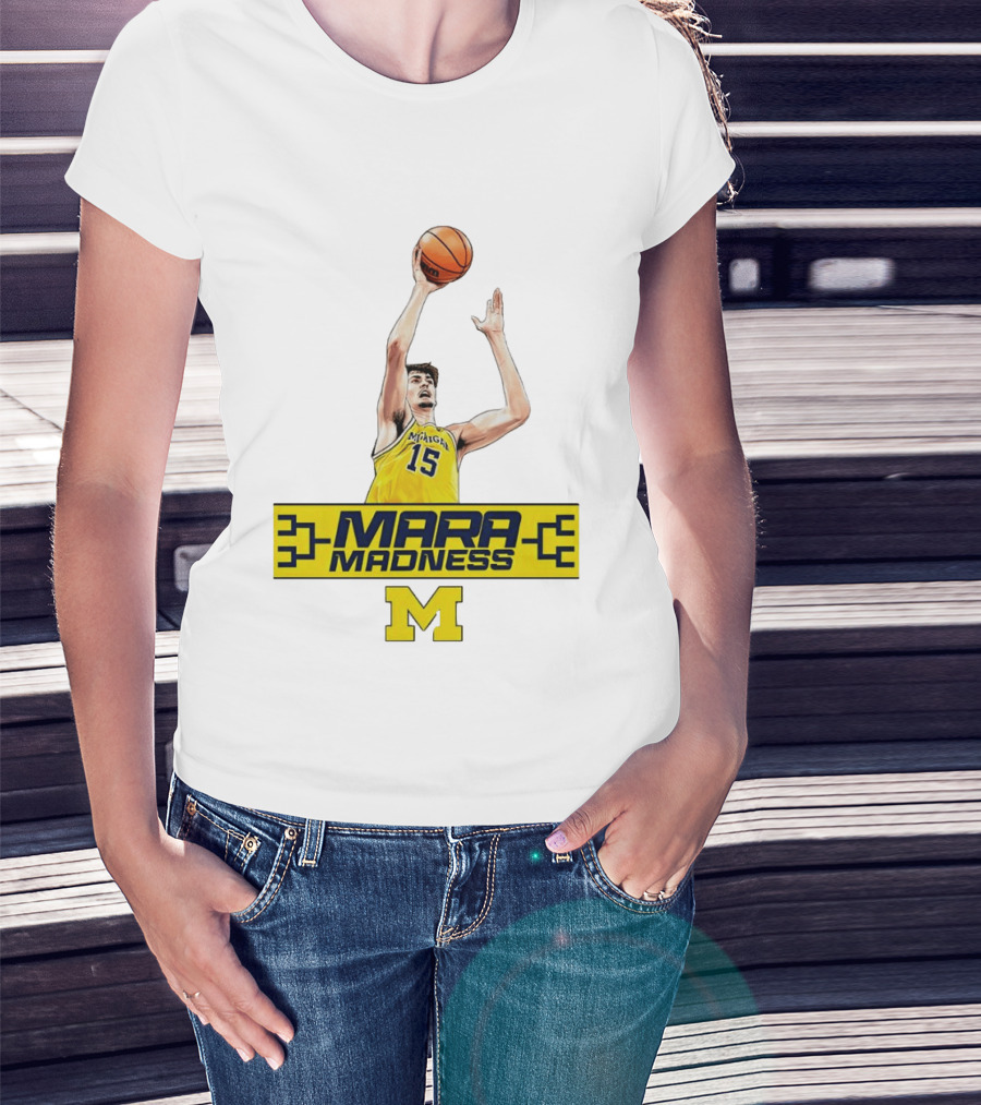 Mara Madness University Of Michigan Basketball Aday Mara Number 15 T-Shirt