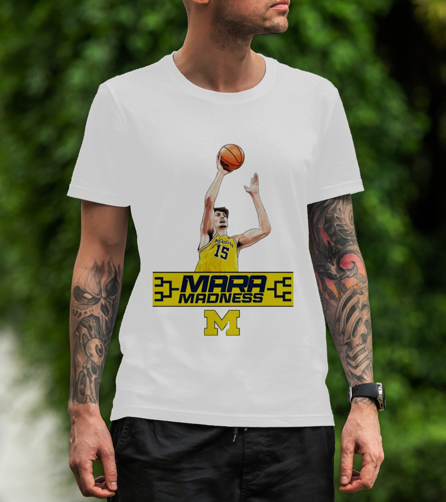 Mara Madness University Of Michigan Basketball Aday Mara Number 15 T-Shirt