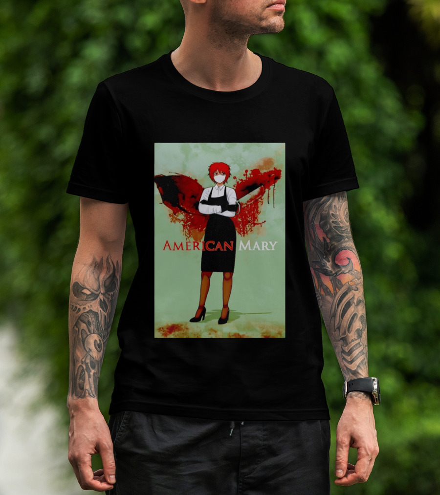 American Mary Mason Bloody Horror Art With Mask And Knife T-Shirt