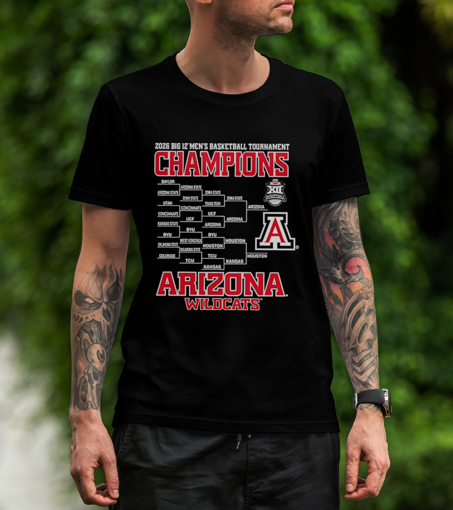 2026 Big 12 Men's Basketball Tournament Champions Arizona Wildcats Bracket T-Shirt