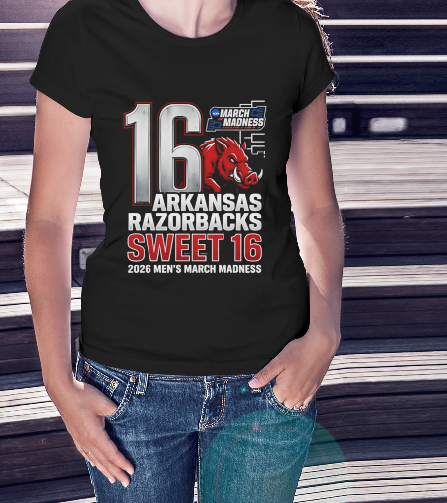 Arkansas Razorbacks Sweet 16 2026 Men's March Madness Tournament T-Shirt