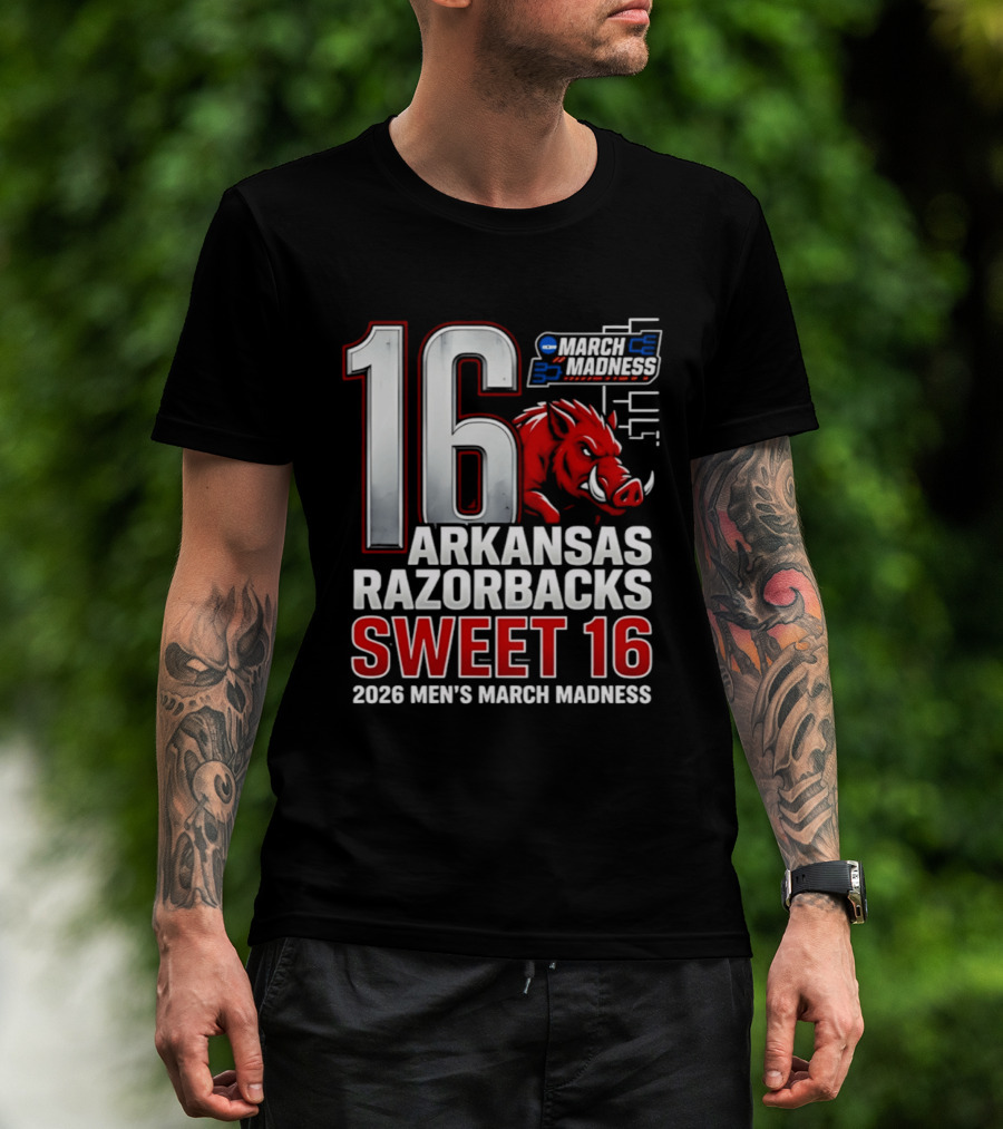 Arkansas Razorbacks Sweet 16 2026 Men's March Madness Tournament T-Shirt