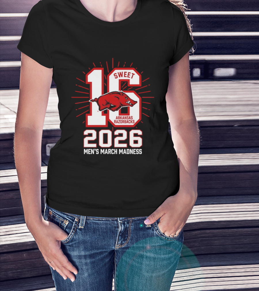 Arkansas Razorbacks Sweet 16 2026 Men's March Madness T-Shirt