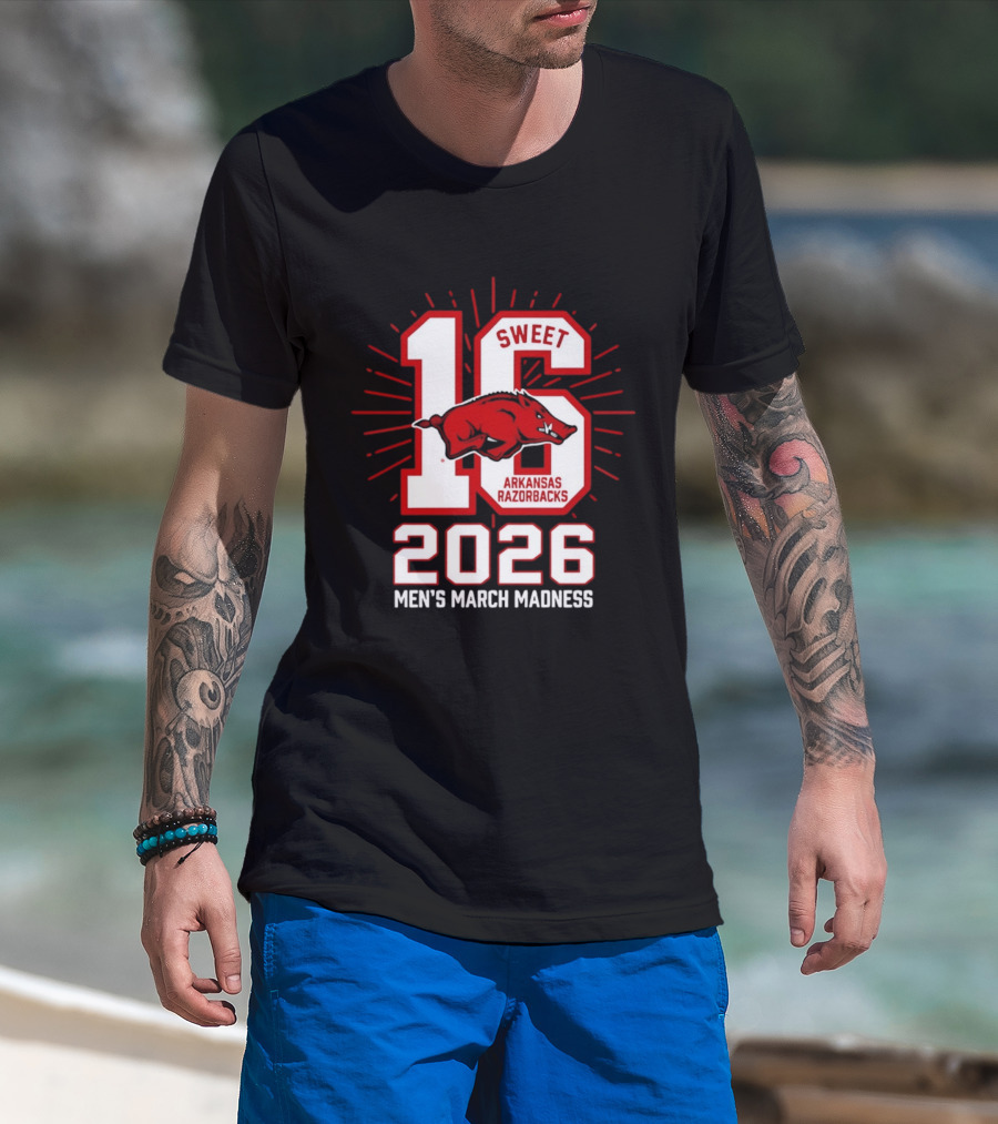 Arkansas Razorbacks Sweet 16 2026 Men's March Madness T-Shirt