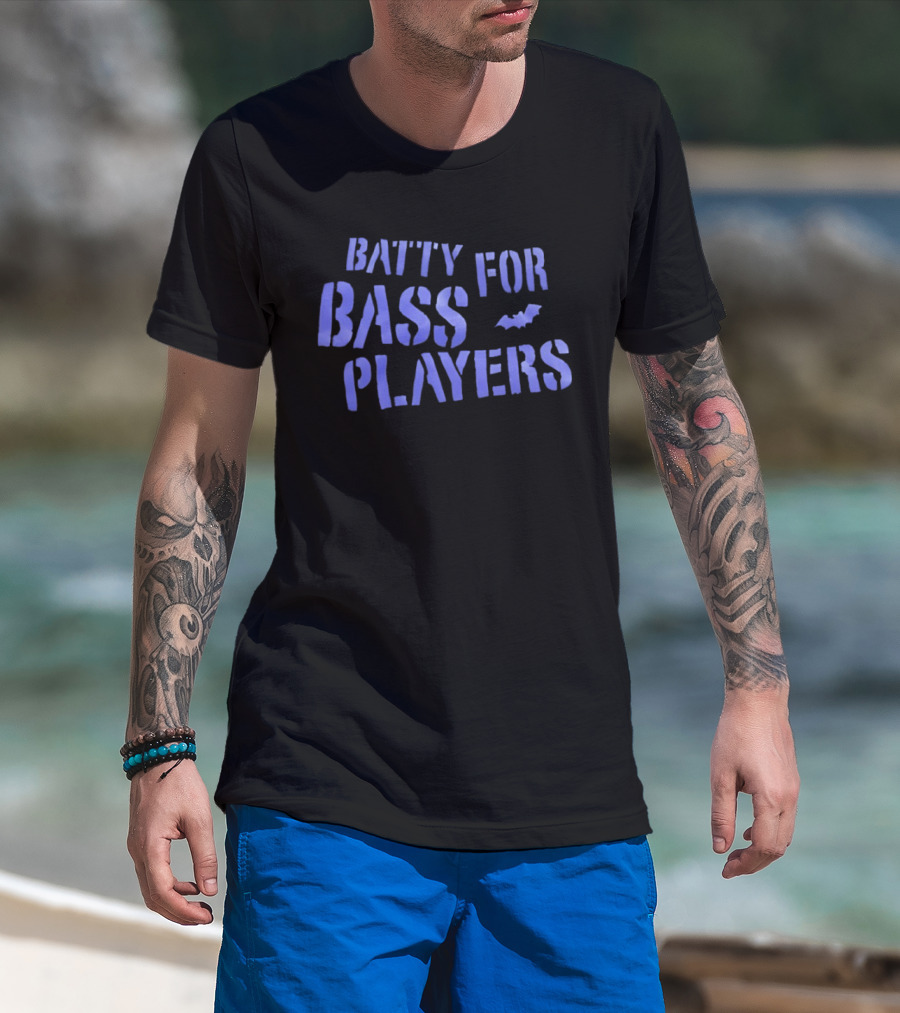 Batty For Bass Players Bat Icon Halloween T-Shirt