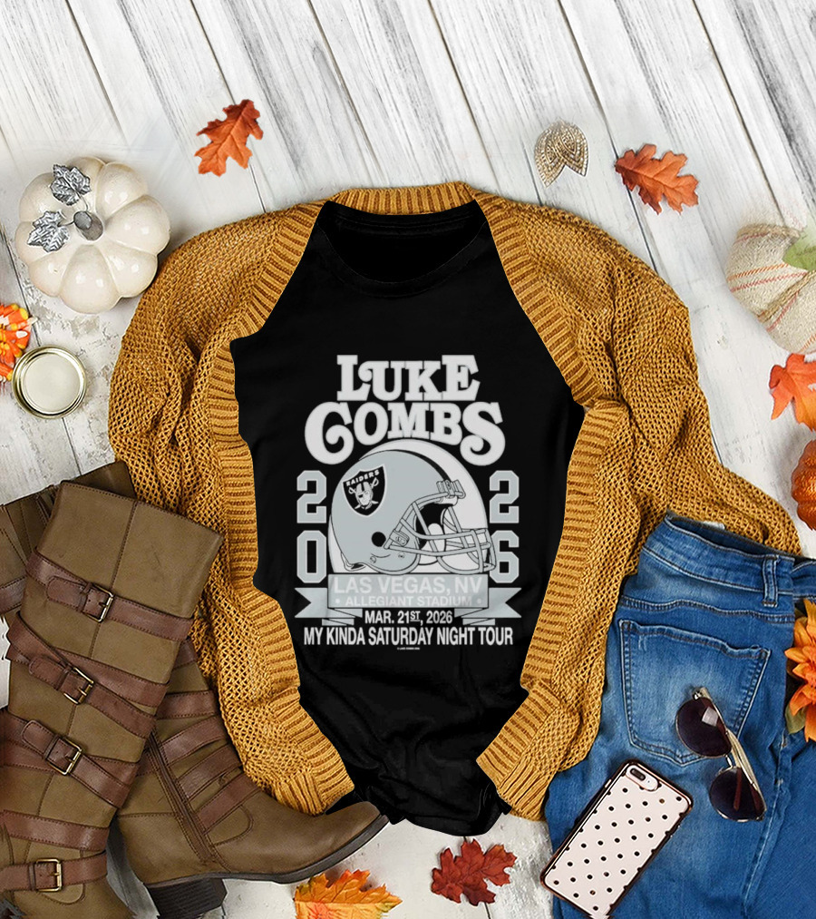 Luke Combs 2026 Las Vegas NV Allegiant Stadium Mar 21 My Kinda Saturday Night Tour NFL Helmet T-Shirt