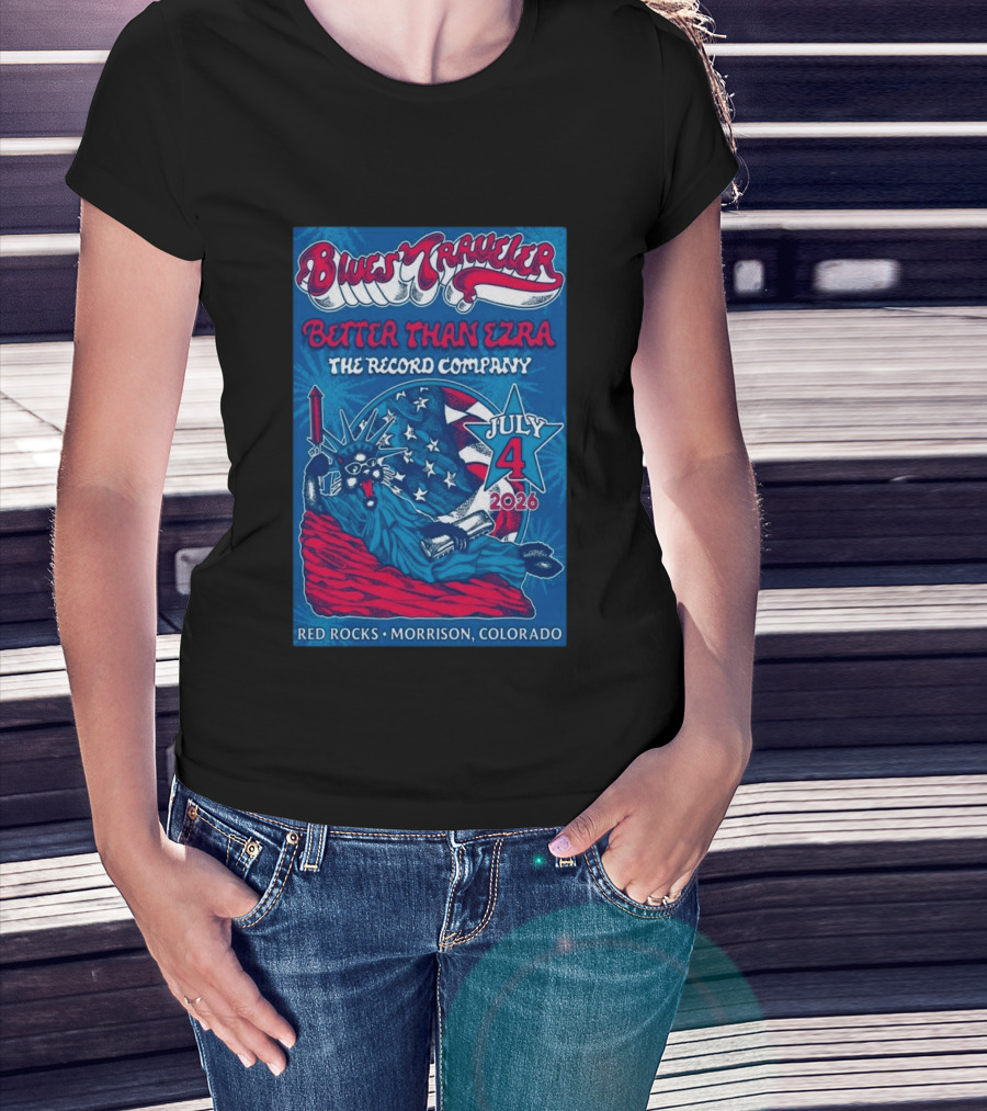 Blues Traveler Better Than Ezra The Record Company July 4 2026 Red Rocks Morrison Colorado T-Shirt