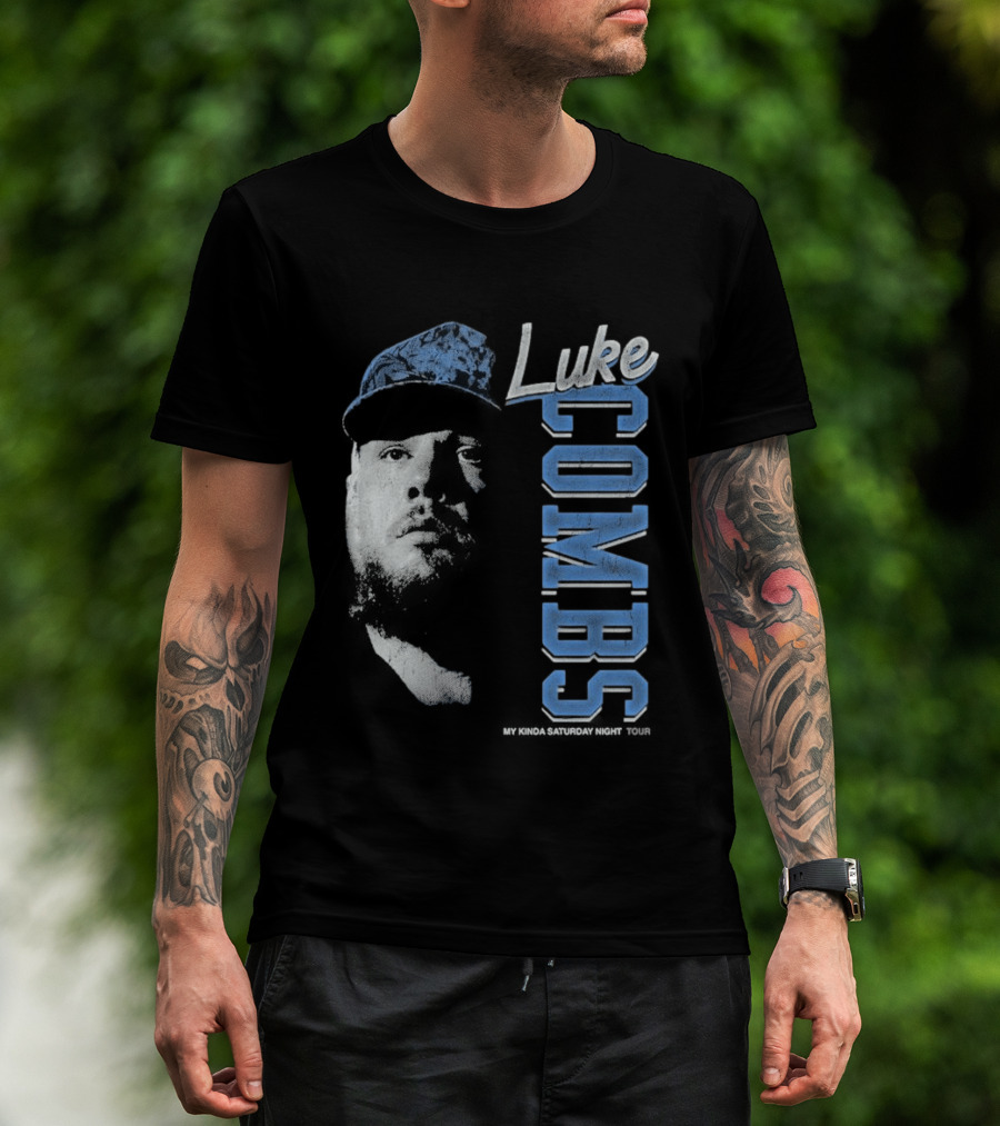 Luke Combs My Kinda Saturday Night Tour Hat And Bearded Face T-Shirt