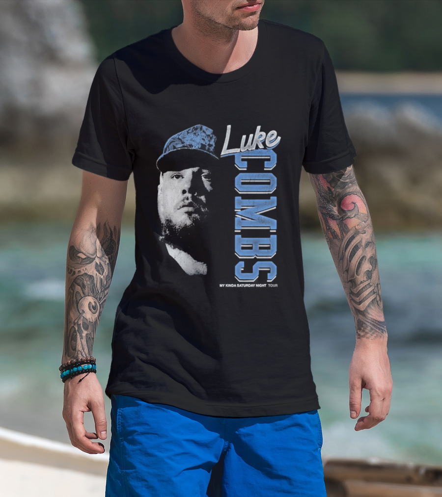 Luke Combs My Kinda Saturday Night Tour Hat And Bearded Face T-Shirt