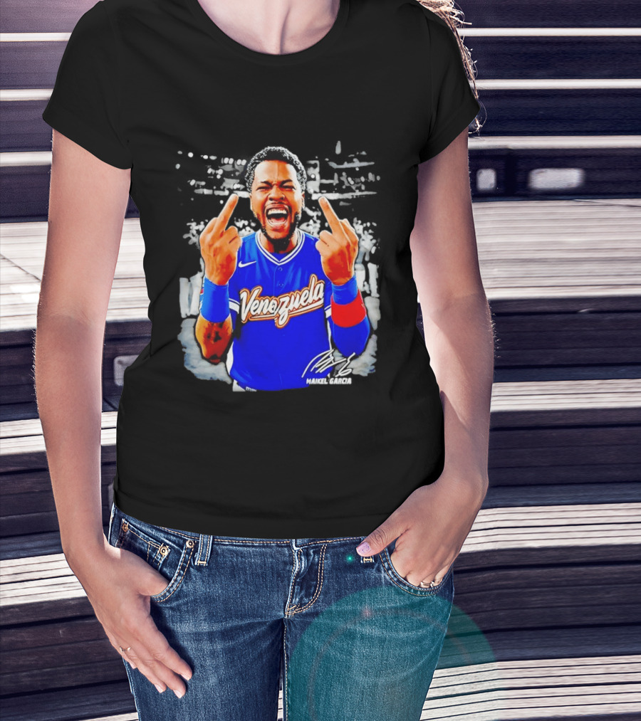 Maikel Garcia Venezuela 2026 MVP Middle Finger Baseball Team T-Shirt