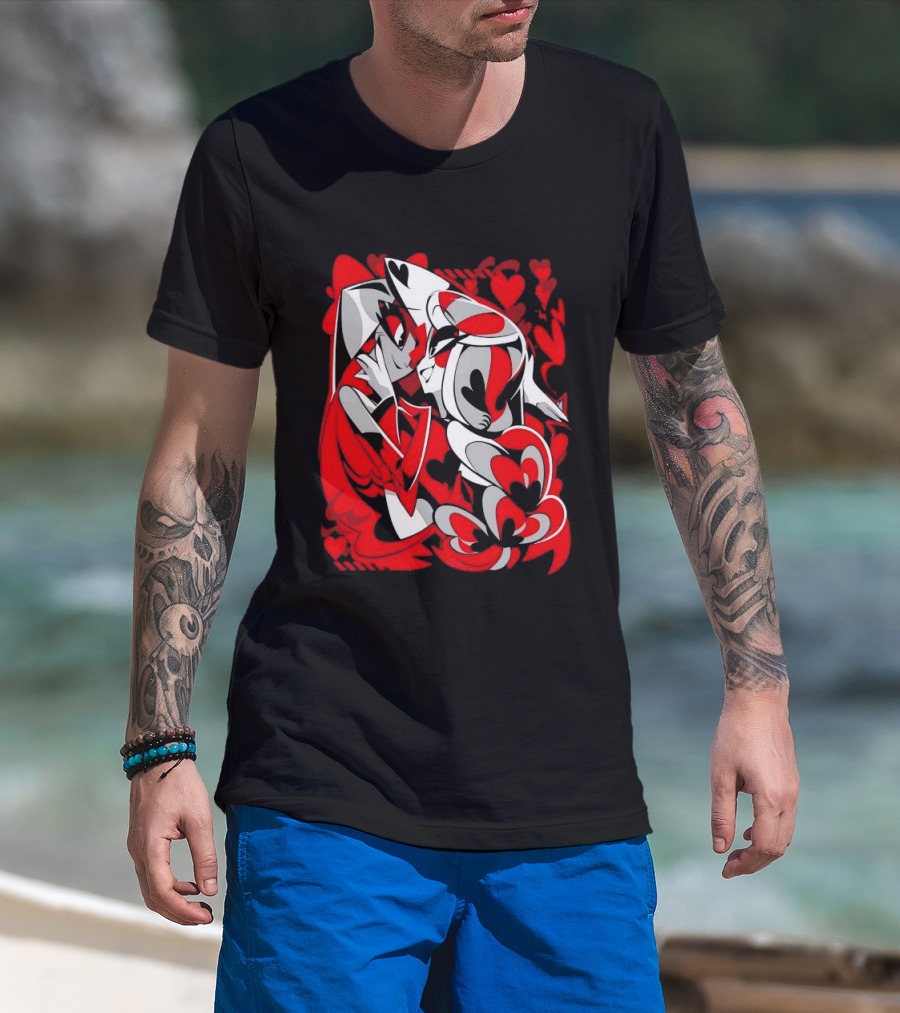Charlie Morningstar Vaggie Hazbin Hotel Hearts T-Shirt