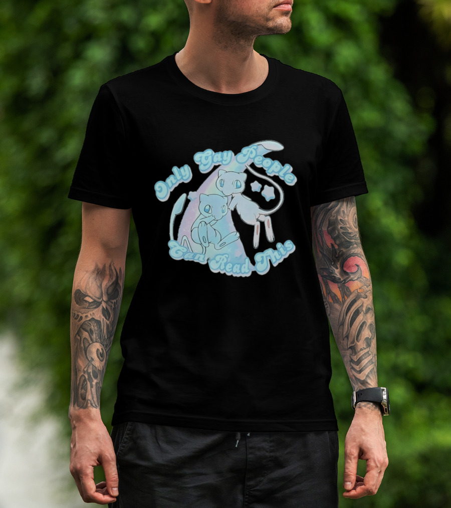 Pokemon Mew Only Gay People Can Read This Stars Retro Rainbow T-Shirt