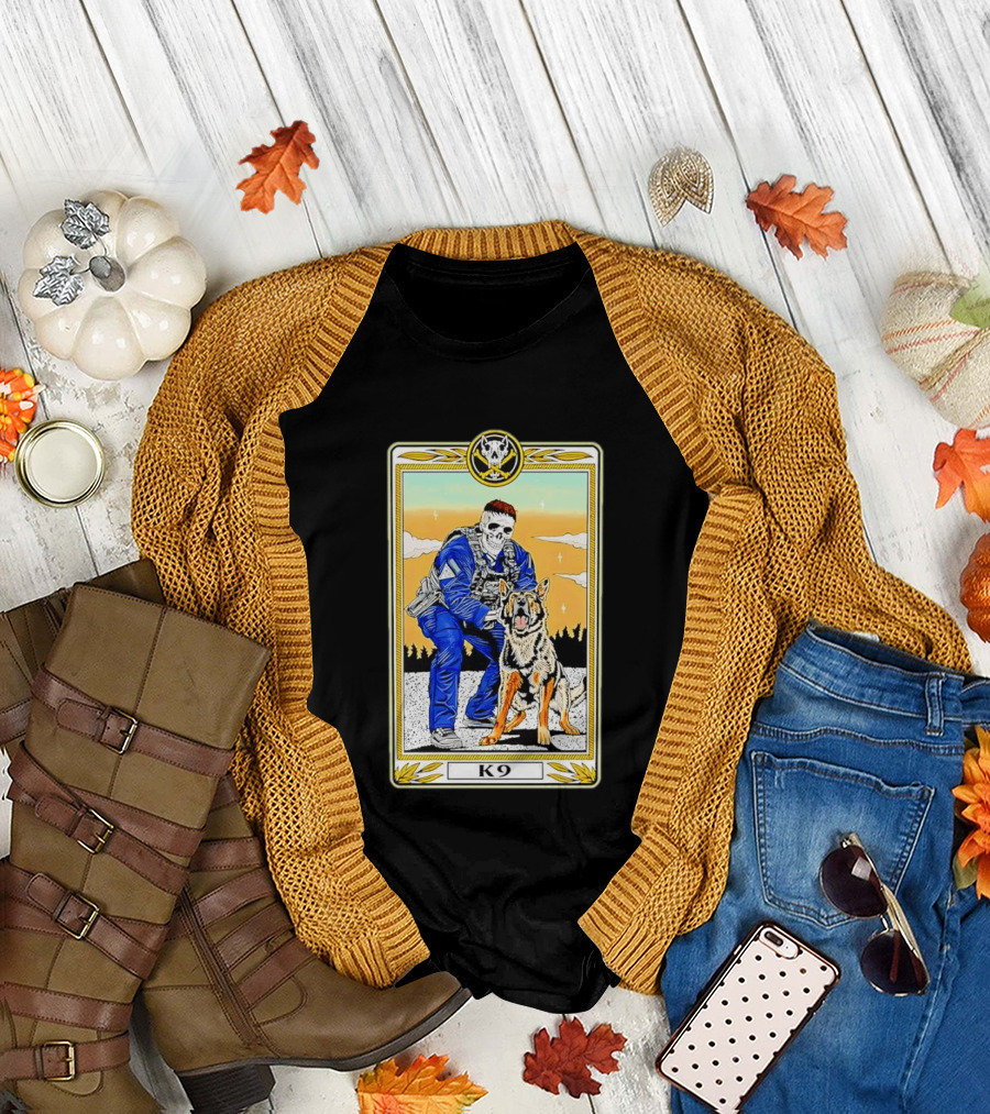 K9 Skull Masked Officer and German Shepherd Duo T-Shirt