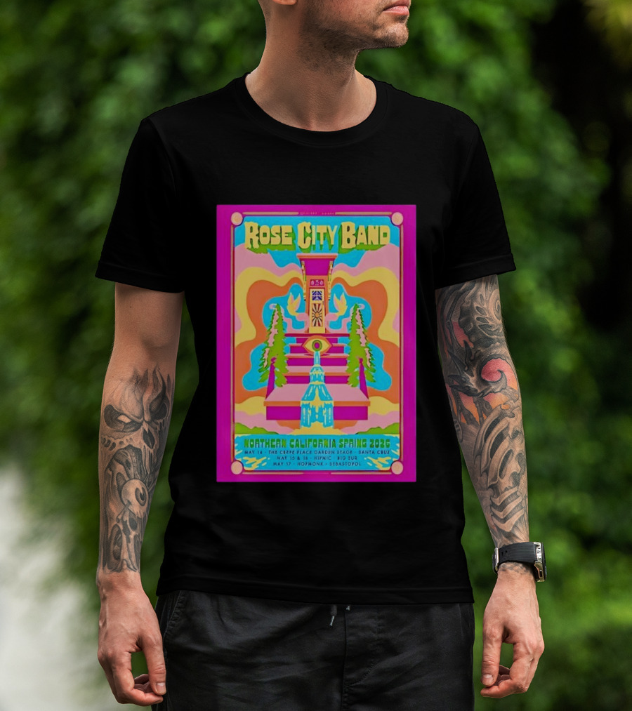Rose City Band Northern California Spring 2026 Santa Cruz Hopmonk May 14 16 17 Forest Stream Psychedelic T-Shirt