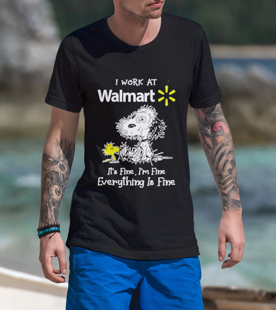 Snoopy Woodstock Walmart I Work At Everything Is Fine T-Shirt