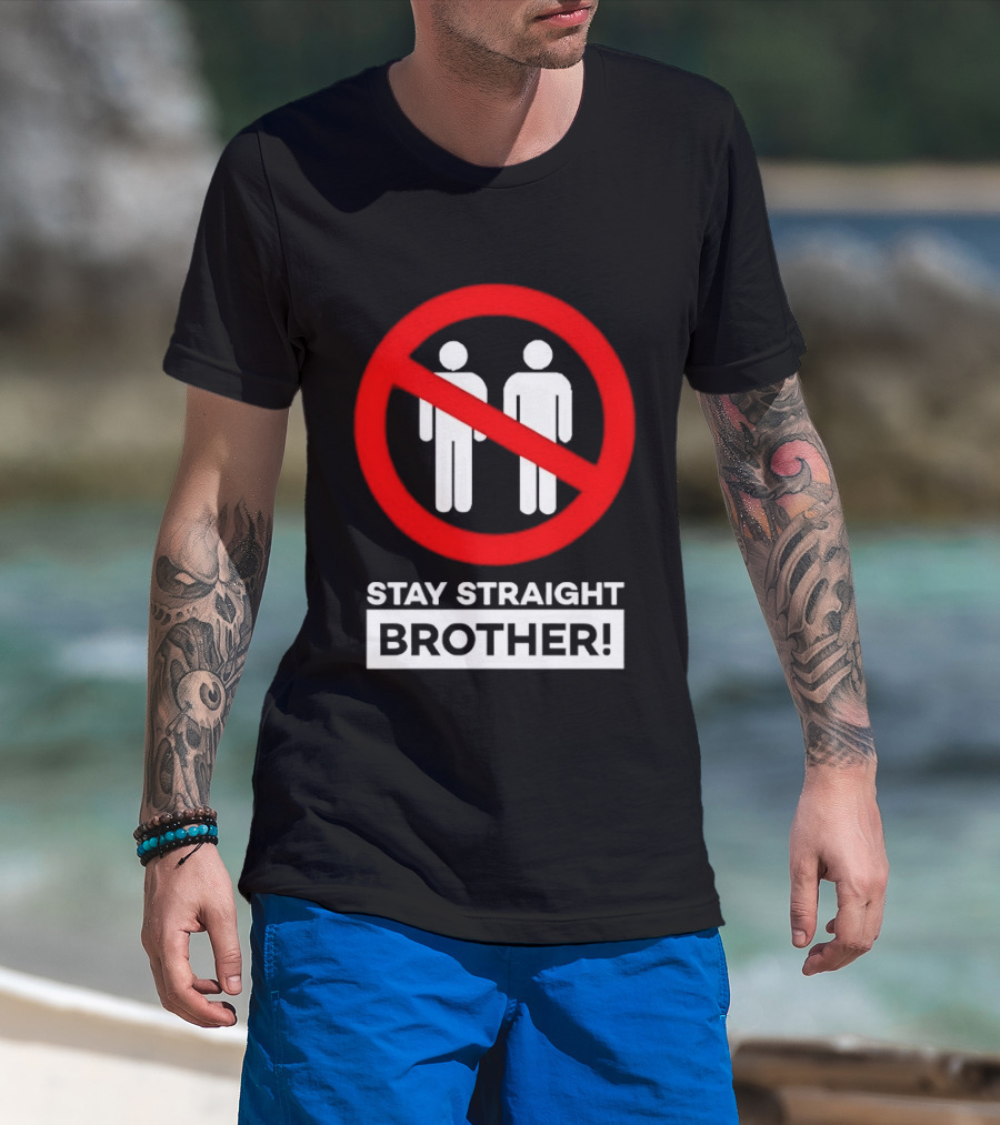 Stay Straight Brother Circle Cross Stencil T-Shirt
