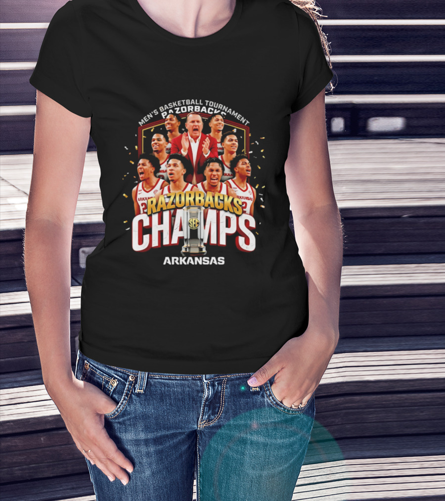 Arkansas Razorbacks Men's Basketball Tournament Champs Razorbacks Champs 2026 T-Shirt