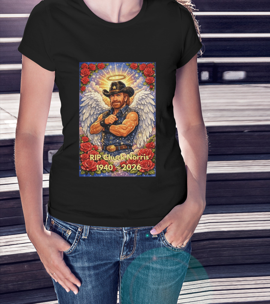 RIP Chuck Norris Angelic Cowboy Tribute 1940 2026 T-Shirt