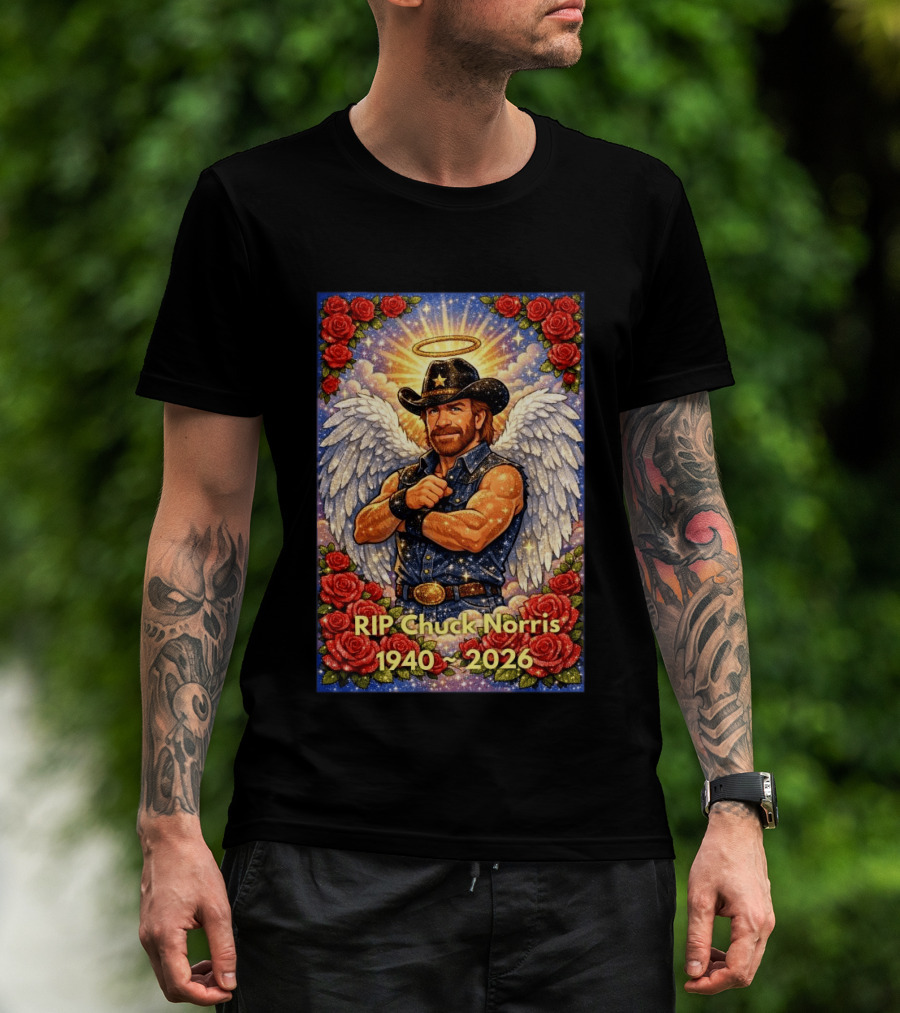 RIP Chuck Norris Angelic Cowboy Tribute 1940 2026 T-Shirt