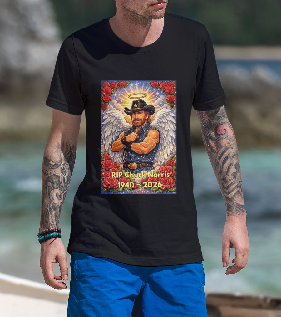 RIP Chuck Norris Angelic Cowboy Tribute 1940 2026 T-Shirt