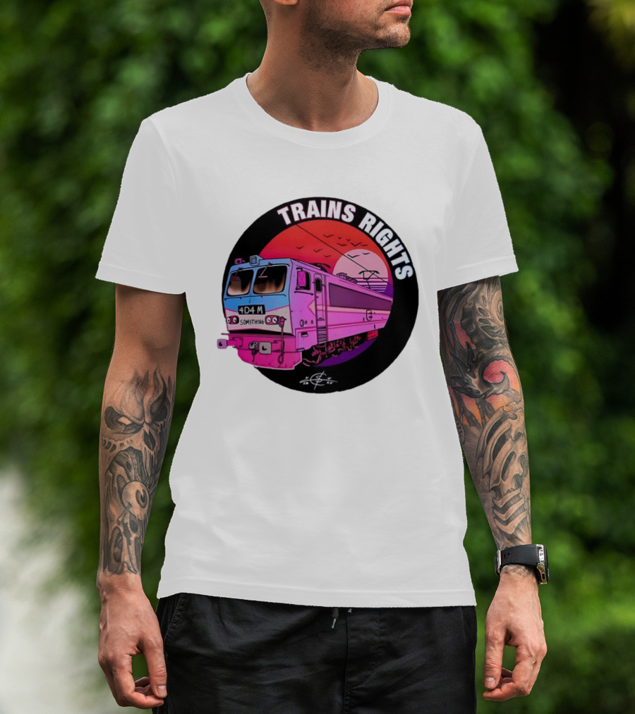 4D4M Something Trains Rights Sunset Train T-Shirt