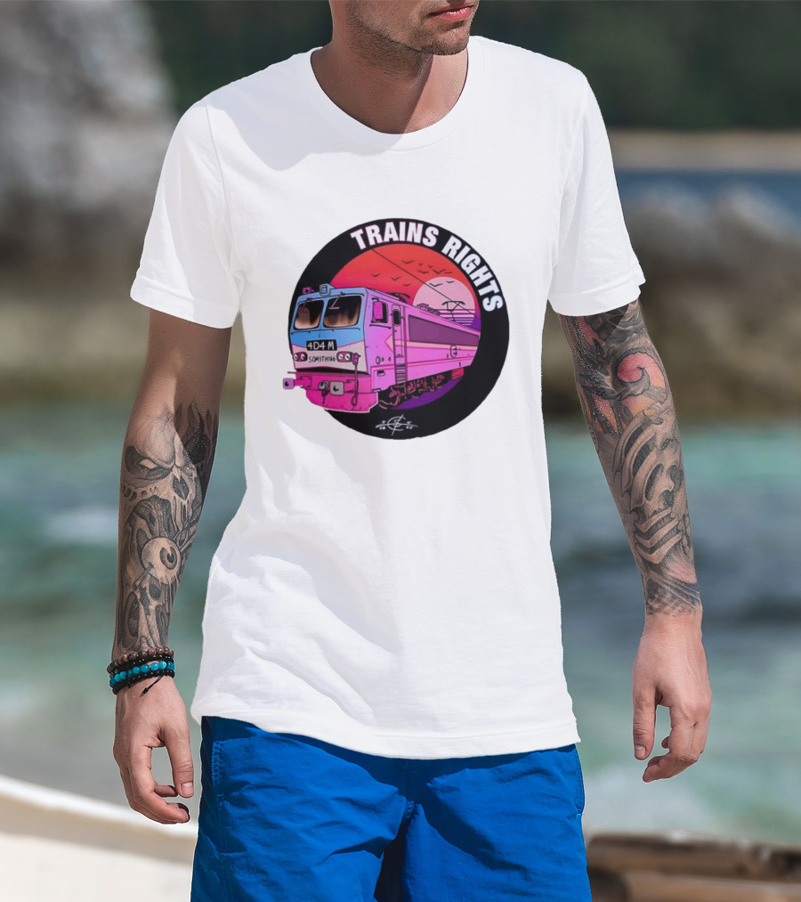 4D4M Something Trains Rights Sunset Train T-Shirt