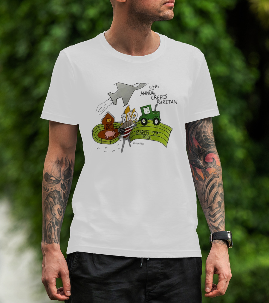 50th Annual Creeds Ruritan March 21st 2026 Farm Scene With Tractor And Barn T-Shirt