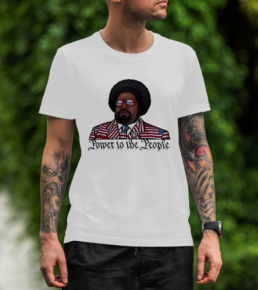Afro Man American Flag Suit Power To The People T-Shirt