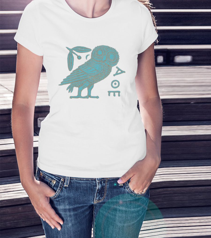 Athenian Owl Ancient Greek Coin 5th Century AOΕ Olive Branch T-Shirt