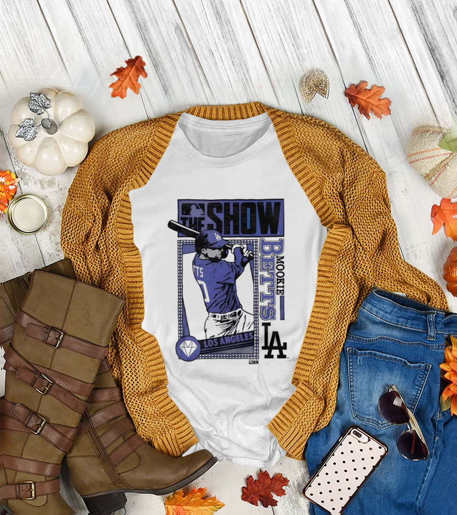 MLB The Show Mookie Betts 50 Los Angeles Dodgers Caricature T-Shirt