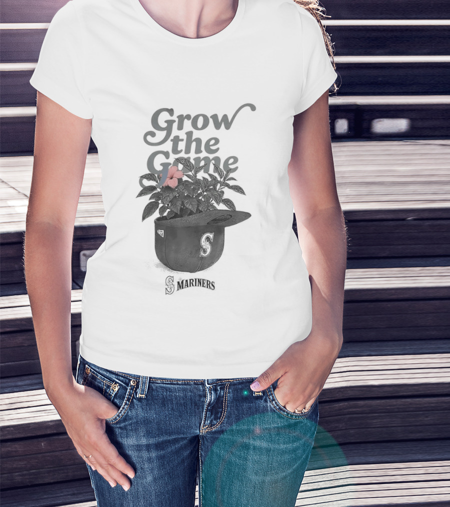 Seattle Mariners Grow The Game Hat With Flower Planting Visual T-Shirt
