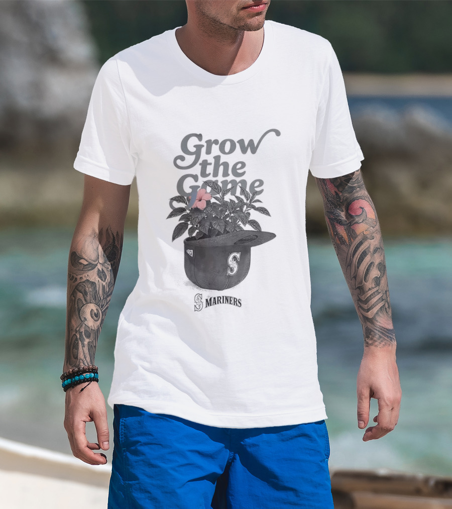 Seattle Mariners Grow The Game Hat With Flower Planting Visual T-Shirt