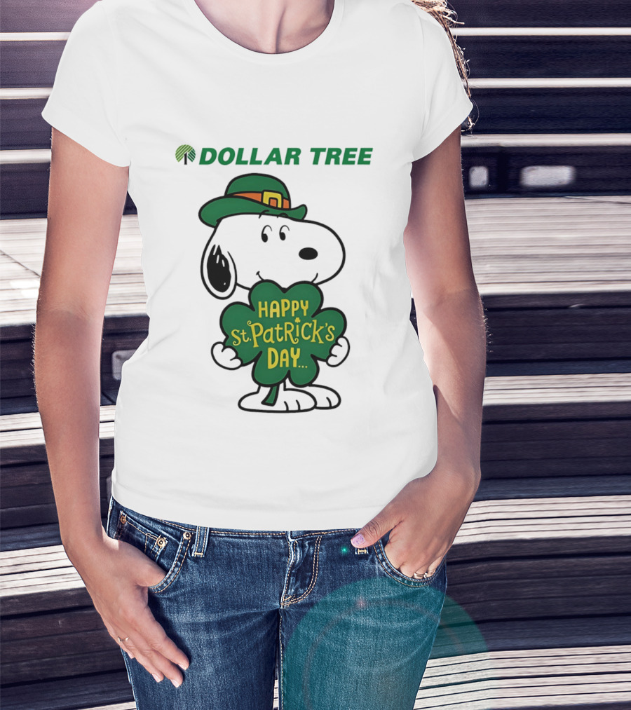 Dollar Tree Snoopy Happy St. Patrick's Day 2026 Clover Hat T-Shirt