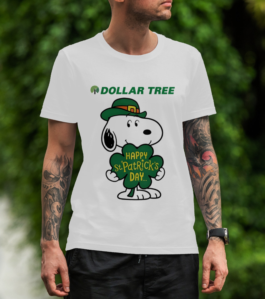 Dollar Tree Snoopy Happy St. Patrick's Day 2026 Clover Hat T-Shirt