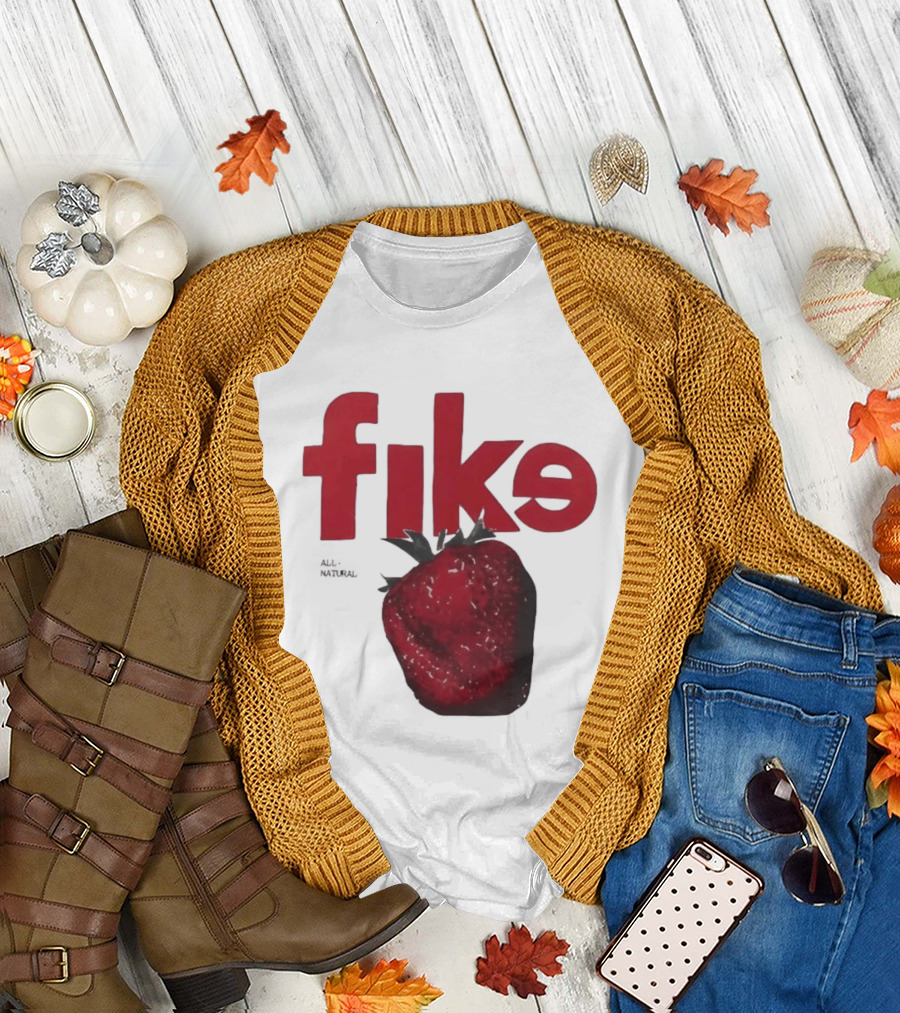 Fike All Natural Strawberry Red Bold Fresh Fruit T-Shirt