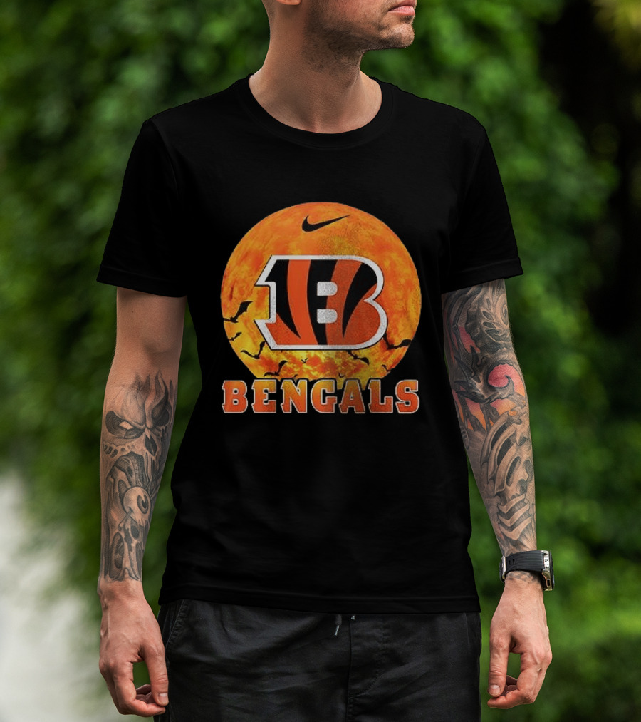 Cincinnati Bengals Halloween Nike Bats Pumpkin T-Shirt